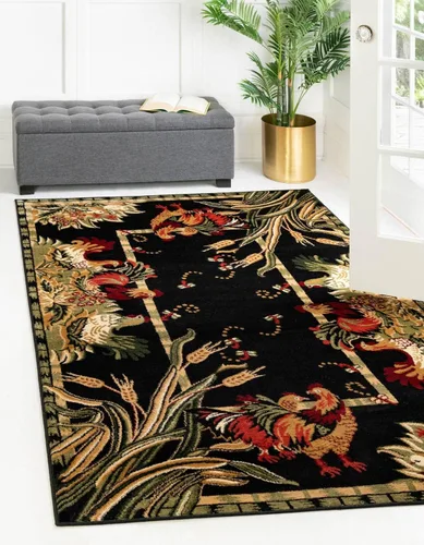 Vista 7 de Unique Loom Barnyard Collection - Alfombra de área de granja (2 pies x 3 pies 1 pulgada, rectangular, crema/negro)
