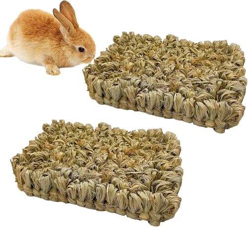 Vista 8 de Hamiledyi Tapete de forrajero tejido natural de conejo, conejillo de indias, juguete de enriquecimiento para raspar para erizo de ardilla Chinchilla