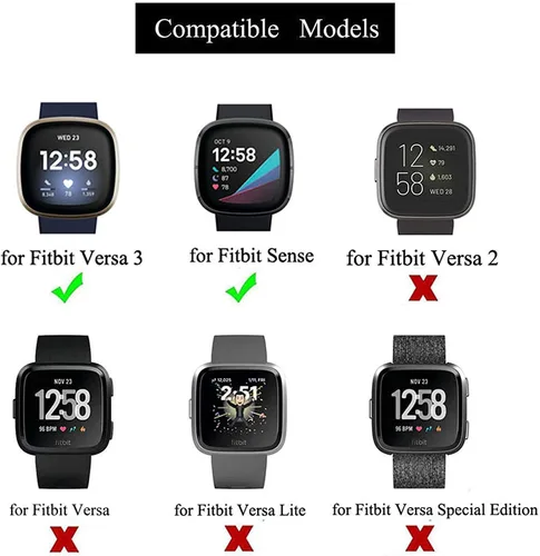 Vista 2 de Paquete de 8 bandas elásticas compatibles con Fitbit Versa 3 y Fitbit Versa 4, Fitbit Sense y Fitbit Sense 2, pulsera deportiva ajustable de nailon