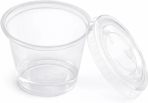 Vista 9 de Taza de plástico transparente para soufflé de 1 oz, tazas de porciones sin BPA con tapas, 100