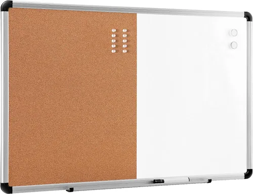 Vista 10 de Amazon Basics Combo de pizarra blanca magnética rectangular y tablero de corcho para el hogar, la oficina y el aula, marco de plástico/aluminio