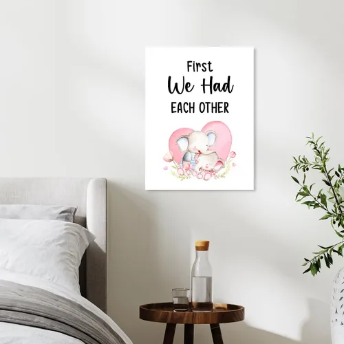 Vista 5 de Decoración de pared de la familia de elefantes, First We Had Each Other, lienzo enmarcado para cuarto de bebé, decoración de pared 49 Primero nos