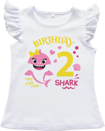 Vista 13 de Luke and Lulu Traje de cumpleaños para niña, diseño de tiburón - 2º cumpleaños niña