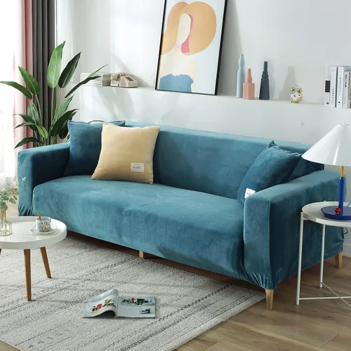 Vista 3 de MIFXIN Funda elástica de terciopelo para sofá, 1 pieza, funda de elastano para sillón, protector de muebles para sala de estar, decoración del hogar
