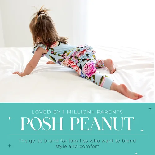Vista 20 de Posh Peanut Mameluco de manga casquillo con volantes para bebé, ropa para niñas recién nacidas, pijama de una pieza para niños, viscosa suave