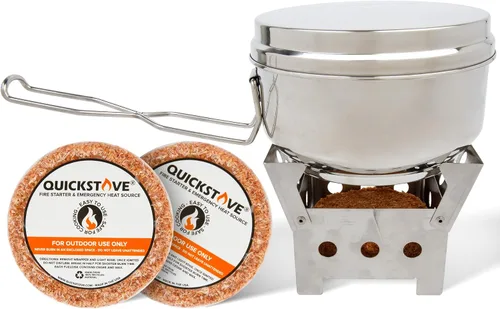 Vista 9 de Kit de cocina de emergencia portable para campamento. Estufa multigasolina, olla de acero inoxidable y alimentos, ideal pata kits de supervivencia