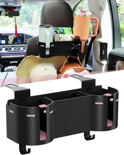 Vista 9 de Soporte para portavasos de asiento trasero de automóvil de 3.7 pulgadas con organizador, organizador de respaldo de asiento 4 en 1 de alta capacidad