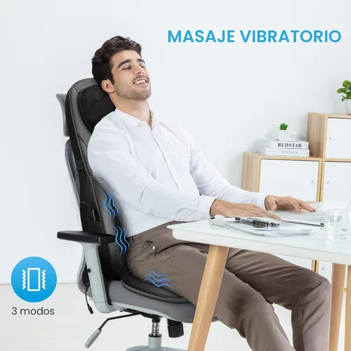 Vista 5 de COMFIER Masajeador Shiatsu de espalda con calor, almohadilla de masaje para silla con amasado profundo y masaje giratorio, masajeador para silla