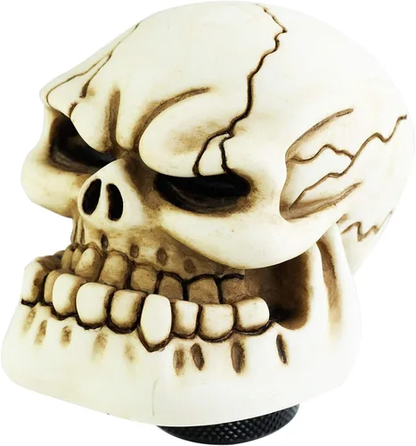 Vista 11 de Lunsom - Pomo de palanca de cambios en forma de calavera, de resina, para la mayoría de los vehículos manuales y automáticos (negro)