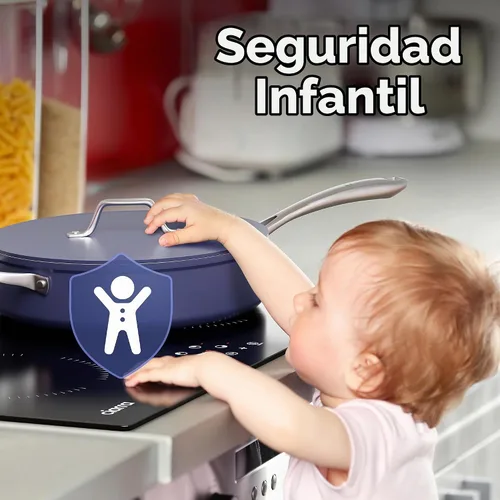 Vista 7 de CDV Placa de Inducción Empotrada de 6000W con 4 Quemadores, Placa Eléctrica de 24 Pulgadas con Control Táctil de Vidrio Cerámico, 9 Niveles
