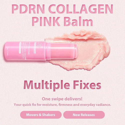 Vista 2 de PDRN - Bálsamo múltiple de colágeno rosa con volumen – Bálsamo facial y corporal de colágeno para debajo de los ojos, cuello, frente, líneas