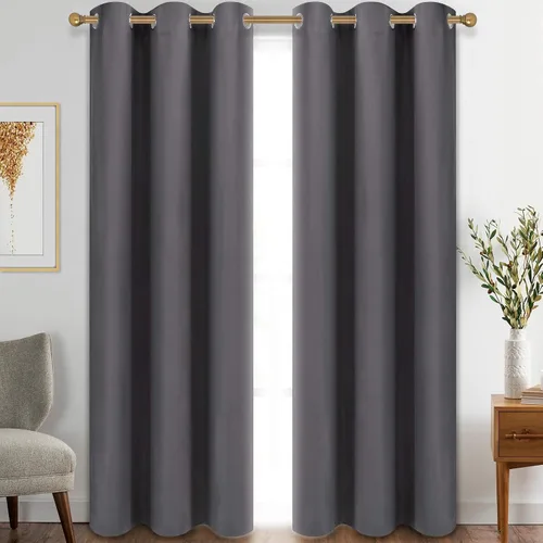 Vista 101 de Diraysid Cortinas opacas beige con ojales para dormitorio, con aislamiento térmico, cortinas de oscurecimiento de habitación, 38 x 54 pulgadas, 2