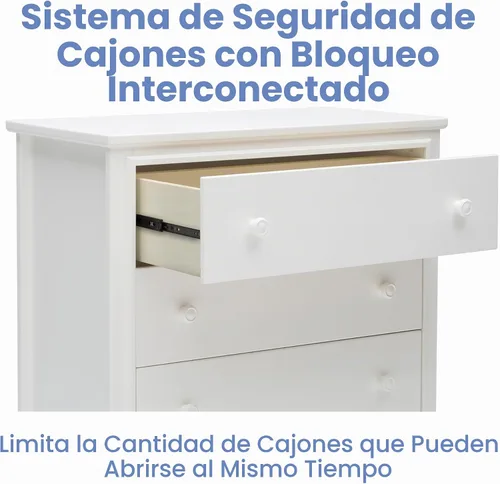 Vista 5 de Delta Children Perry - Cómoda de 3 cajones con cambiador y cajones entrelazados, color blanco bianca