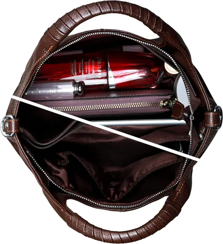 Vista 4 de Iswee Bolso bandolera de cuero genuino con asa superior para mujer