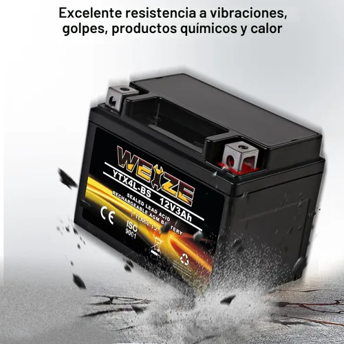 Vista 6 de Weize YTX4L-BS - Batería de motocicleta sellada recargable de alto rendimiento compatible con Polaris Scrambler, Sportsman 90, Honda Scooters NQ50