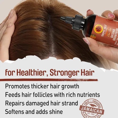 Vista 4 de Tropic Isle Living Aceite de crecimiento Batana de 4 onzas, mezcla ligera para el crecimiento y reparación del cabello, aceite nutritivo ligero