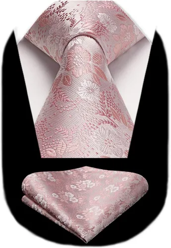 Vista 129 de Corbatas florales tejidas clásicas para hombre, corbata cuadrada de bolsillo, corbatas formales para hombres, boda con pañuelo