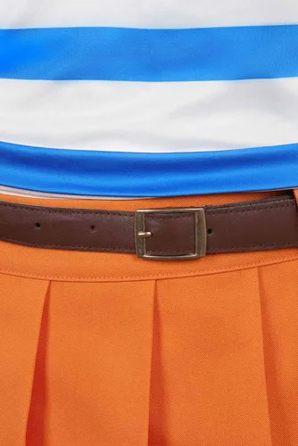 Vista 5 de Disfraz de cosplay de Nami de la película, versión de la vida real, traje de falda superior de Nami con cinturón para Halloween