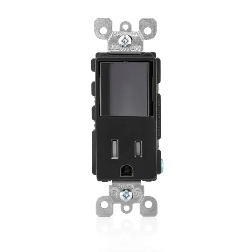 Vista 2 de Leviton interruptor resistente con combinación de botón y enchufe NEMA, T5625-E