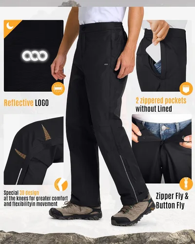 Vista 7 de 33,000ft Pantalones de lluvia para hombre, con cremallera completa Negro