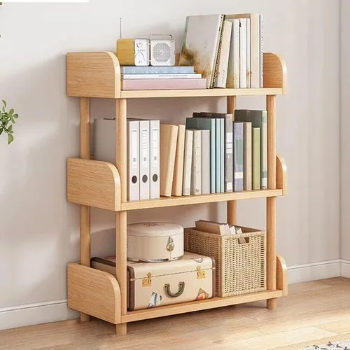 Vista 9 de Estantería de 3 niveles, estantería estándar para el hogar, moderna estantería de madera con estantes rectangulares para dormitorio, oficina Blanco
