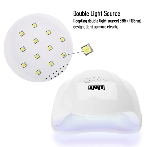 Vista 7 de Lámpara de uñas LED, secadora de uñas de 54 W, máquina de secado de uñas LED, luz de curado de esmalte de uñas, fuente de luz dual, herramienta