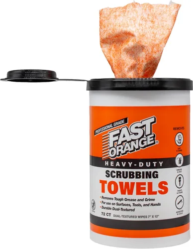 Vista 5 de Toallas de Limpieza de Alta Resistencia Fast Orange Eliminan Grasa Dura, Mugre, Pintura, Resinas, Pegamento y Más, para Manos, Herramientas