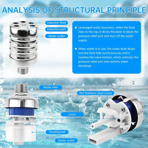 Vista 5 de Paquete de 2 válvulas de flotador, válvula automática de control de nivel de agua con adaptador de 1/2 pulgada a 3/4 pulgadas 1 pulgada para tanque