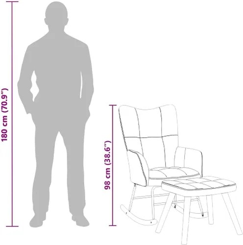 Vista 4 de vidaXL Mecedora, silla de acento mecedora, asiento acolchado con reposapiés, silla auxiliar para sala de estar, dormitorio, estilo retro, terciopelo