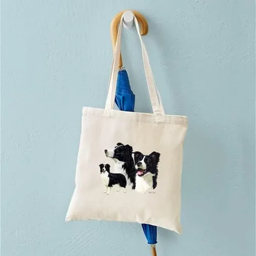 Vista 4 de CafePress Border Collie - Bolsa de lona natural, bolsa de compras reutilizable