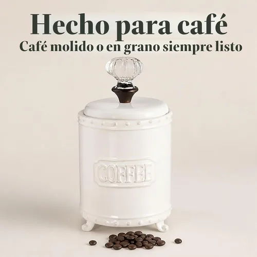 Vista 7 de Mud Pie - Recipiente de Café de Cerámica con Manija y Tirador de Puerta, Blanco
