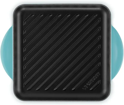 Vista 4 de Le Creuset Parrilla cuadrada de hierro fundido esmaltado, 9.5 pulgadas, Caribe