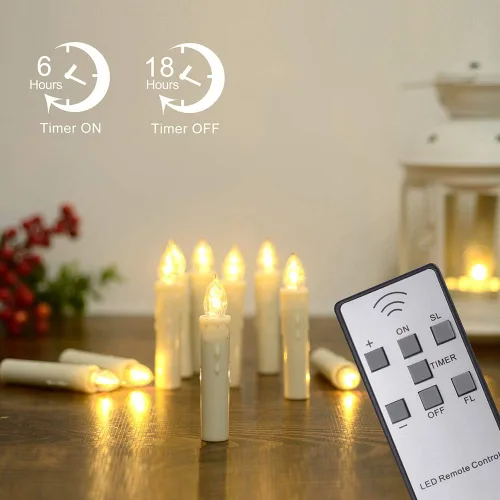 Vista 5 de Velas de Navidad para ventana con control remoto, accesorios
