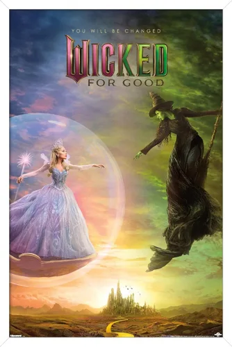 Vista 11 de Wicked: For Good (2025) - Póster de pared de una hoja de burbujas, 22.4 pulgadas de largo x 14.7 pulgadas de ancho, versión enmarcada de madera