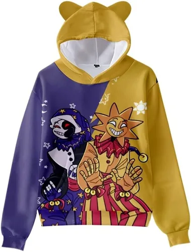 Vista 3 de Sudadera con capucha con forma de oreja de gato con estampado 3D de Sundrop y moondrop para hombre