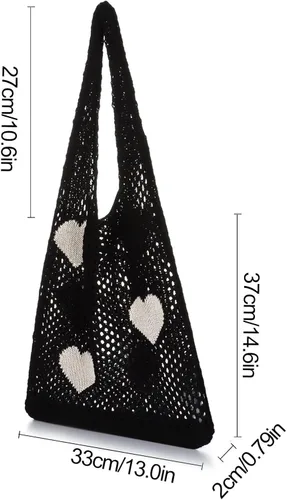 Vista 2 de Ovida Bolso de mano de ganchillo de malla, bolsa de playa Fairycore, bolso hobo de hadas, estilo grunge, bolso estético Y2K para mujeres y niñas