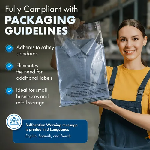 Vista 4 de Shop4Mailers Bolsa de polietileno transparente de 6 x 9 con advertencia de asfixia – Adhesivo autosellante, bolsa transparente de 1.5 mil para FBA