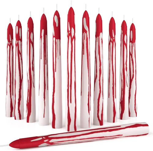 Vista 9 de CANDWAX Juego de 12 velas cónicas color naranja de 8 pulgadas, sin goteo, sin perfume, de larga duración, perfectas para fiesta de Halloween