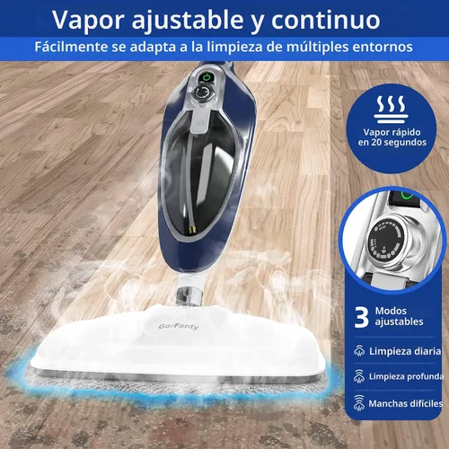 Vista 5 de Trapeador de Vapor - Limpiador de Vapor para Pisos 10 en 1 Desmontable Multiusos de Mano para Madera Dura/Azulejos/Laminado Todos los Pisos Limpieza