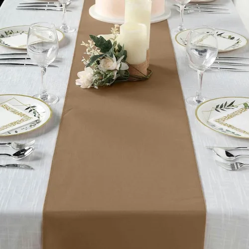 Vista 16 de Efavormart - Camino de mesa de poliéster de alta calidad azul claro para bodas, fiestas de cumpleaños, banquetes, decoración, ajuste rectangular