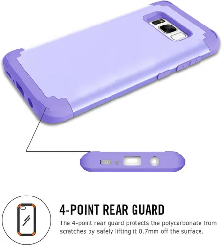 Vista 4 de Funda de teléfono para Samsung Galaxy S8, cubierta dura, a prueba de golpes, de silicona suave, híbrida, defensora de tres capas, resistente