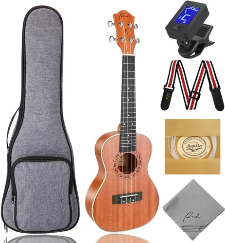 Vista 19 de Ranch - Ukulele profesional, de madera, kit de ukelele con 12 lecciones en línea gratis 15% Longer Sustain, Warmer Woodier Tone, Sapele &