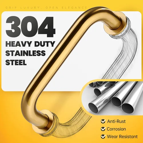 Vista 2 de Kolet Manija para puerta de ducha, manija de puerta de ducha de vidrio de 6 pulgadas de centro a centro, acero inoxidable 304, compatible con vidrio