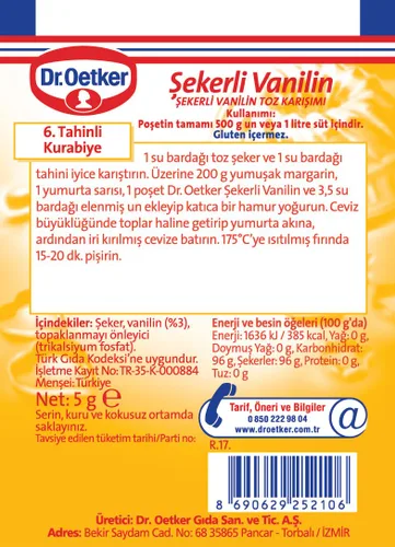 Vista 2 de Dr. Oetker Azúcar de vainillina (paquete de 10) fabricado en Turquía