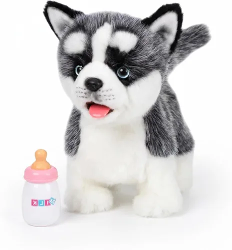 Vista 7 de Perro de peluche electrónico interactivo Akita, cachorro realista interactivo, perro de juguete, caminar, ladrar, menear la cola y hablar, regalos