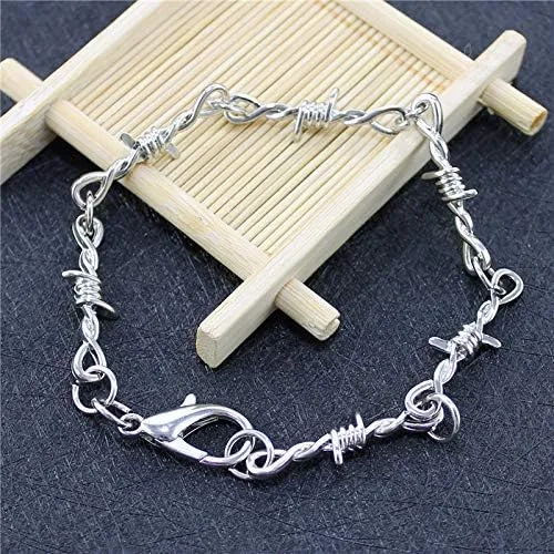 Vista 4 de Juego de collar de espinas blancas y negras con cadena de metal de seguridad para mujeres hombres niños y niñas joyería gótica fresca