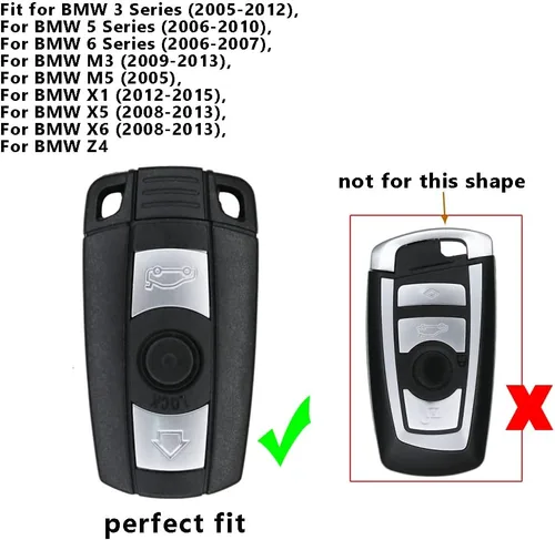 Vista 2 de ontto Protector de llave de cuero para BMW 1 3 5 Series E90 E92 E93 X5 X6 Z4 E90 Negro, Negro