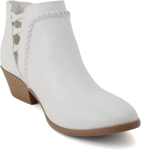Vista 5 de Soda Sincere - Botines de tacón bajo para mujer con correas elásticas cruzadas