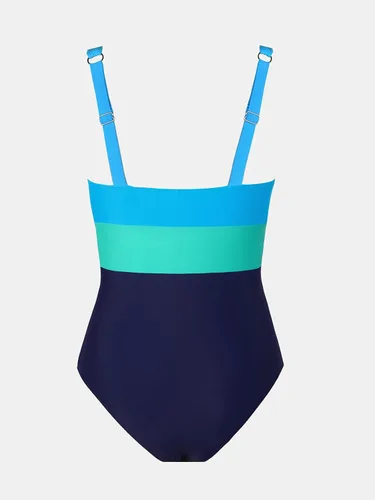 Vista 6 de CUPSHE Traje de baño de una pieza para mujer, cuello en V, correas ajustables, bloque de color, anillo O