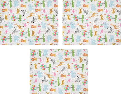 Vista 4 de The Gift Wrap Company 58-189227 Juego de hojas de papel para envolver regalos con diseño de animales de fiesta, 30 x 23 pulgadas, multicolor, 3